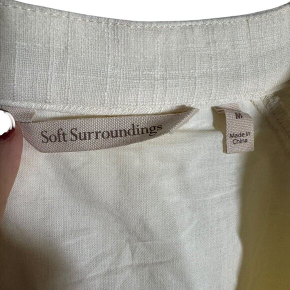 Soft Surroundings size Medium Ivory Gauze long sleeve tunic top Boho beachy - Picture 6 of 9